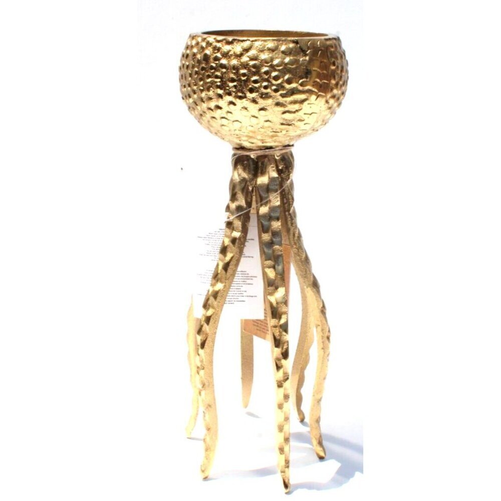 New Large MCM Gold Metal Standing Octopus Candle Holder Tabble Room Decor - Picture 2 of 4